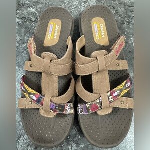 Skechers Tan and Multicolor Women's Sandals